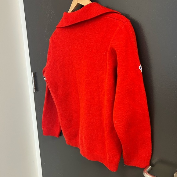 Rossignol M-L vintage wool sweater with tiny bear logo one striped sleeve EVC - Picture 6 of 16